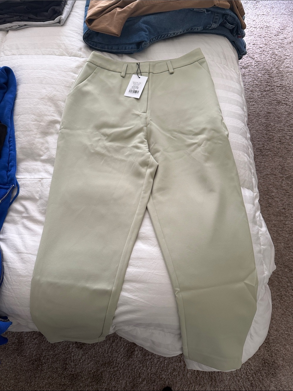 Showpo Light Sage Cropped Wide-Leg Trousers